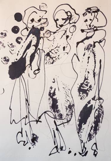 Original Expressionism Calligraphy Drawing by Canan Bayraktar