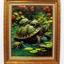 Aquatic Wildlife Painting Turtles Mother Baby Pond