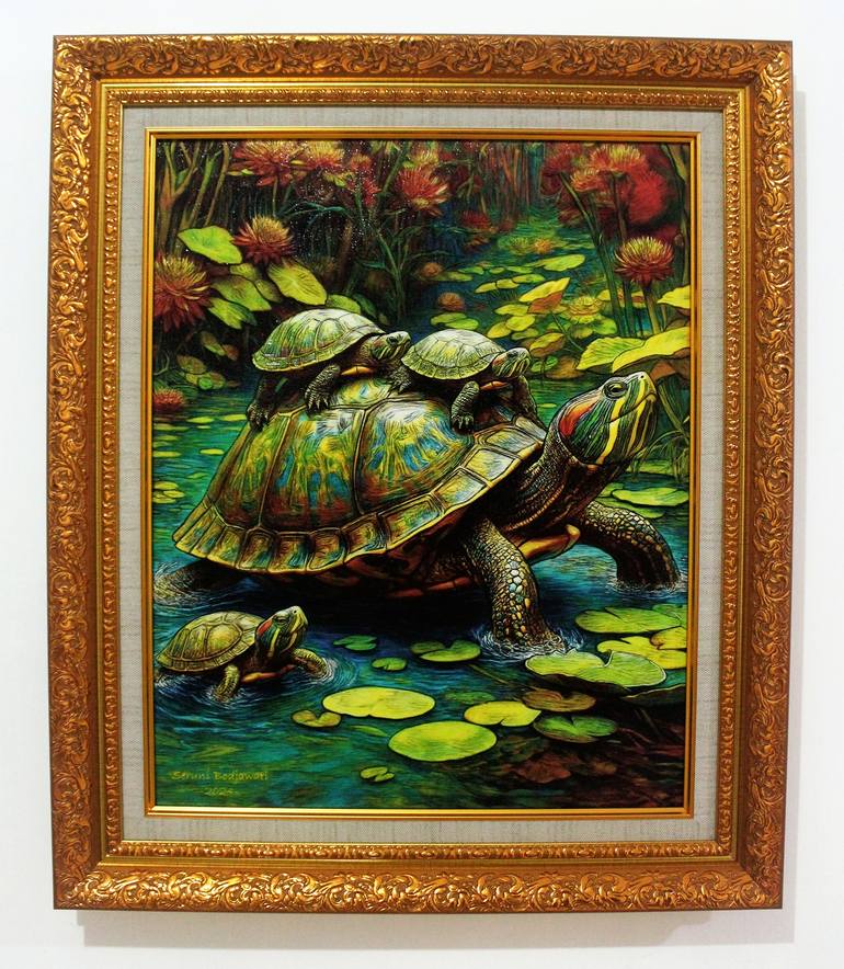 Original Expressionism Animal Painting by Seruni Bodjawati