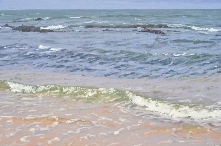 Original Beach Painting by ANNE BAUDEQUIN