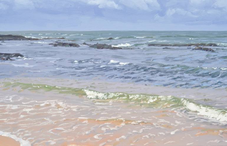 Original Beach Painting by ANNE BAUDEQUIN