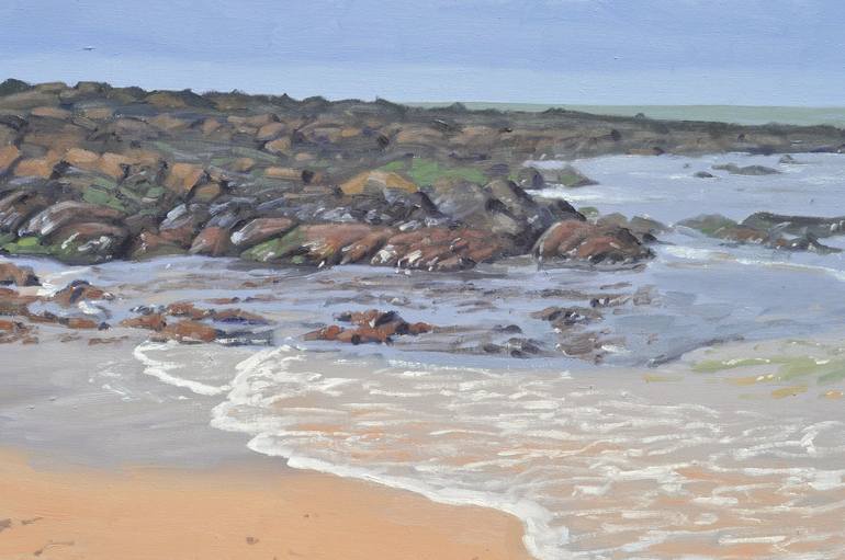 Original Beach Painting by ANNE BAUDEQUIN