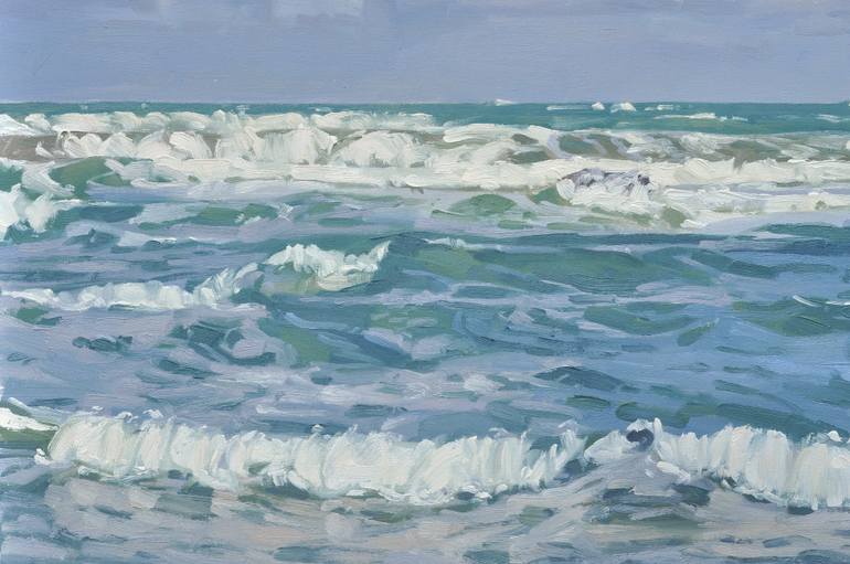 Original Figurative Beach Painting by Anne Baudequin