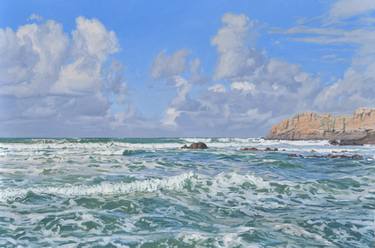 Original Impressionism Beach Paintings by ANNE BAUDEQUIN