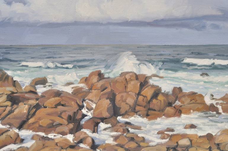 Original Impressionism Beach Painting by Anne Baudequin