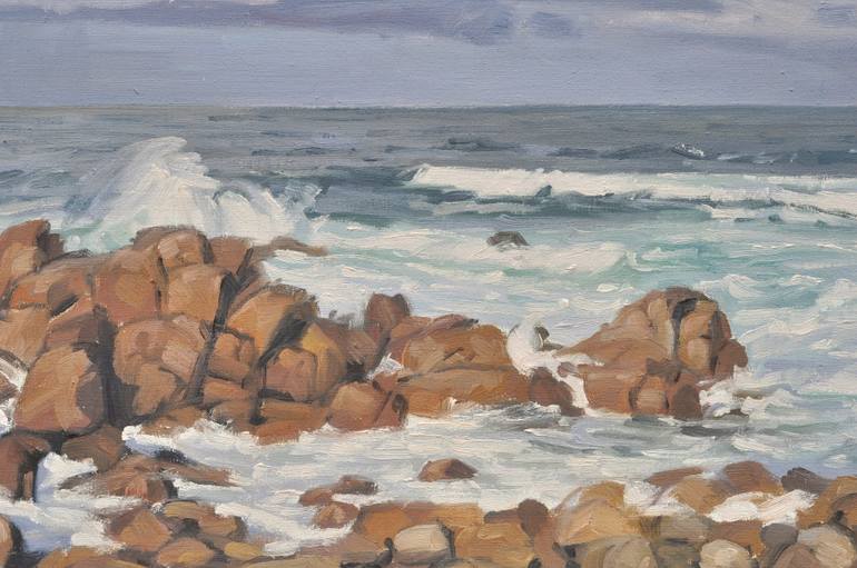 Original Impressionism Beach Painting by Anne Baudequin