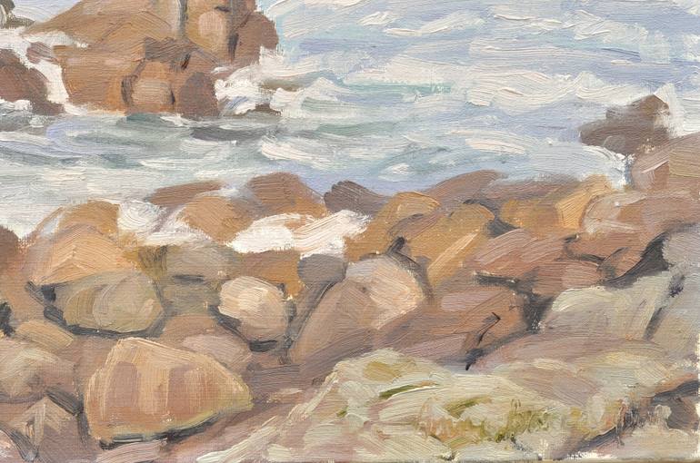 Original Impressionism Beach Painting by Anne Baudequin