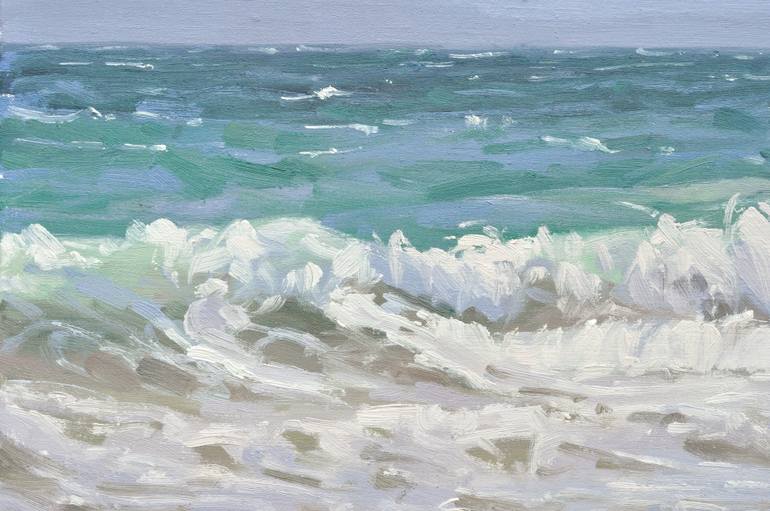 Original Figurative Beach Painting by Anne Baudequin
