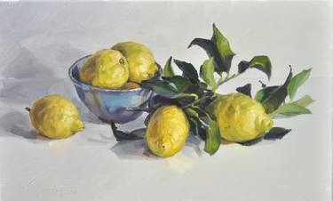 Lemons and blue bowl thumb