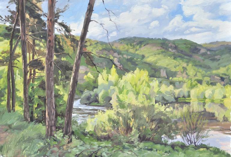 Original Watercolor. French Countryside. Original Painting. Fine Art. Bucolic Countryside Painting. Landscape outlet - Loire Valley, France.