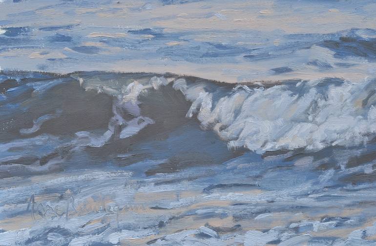 Original Fine Art Seascape Painting by ANNE BAUDEQUIN