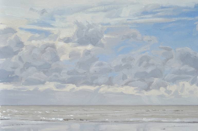 Original Beach Painting by ANNE BAUDEQUIN