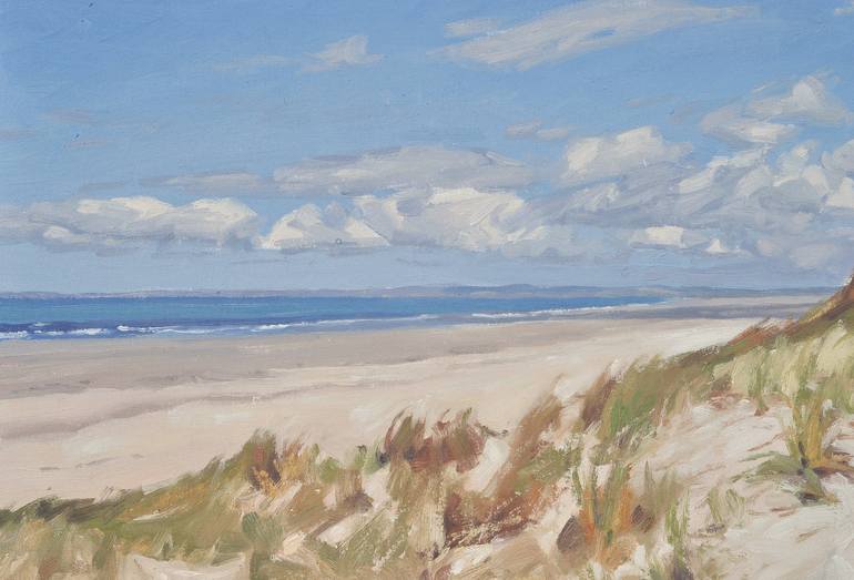 Original Fine Art Beach Painting by ANNE BAUDEQUIN