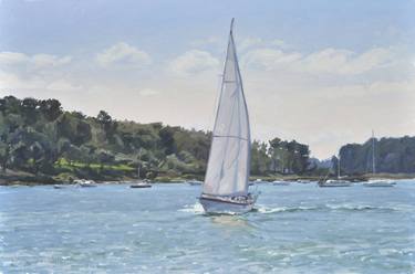 Print of Fine Art Sailboat Paintings by ANNE BAUDEQUIN