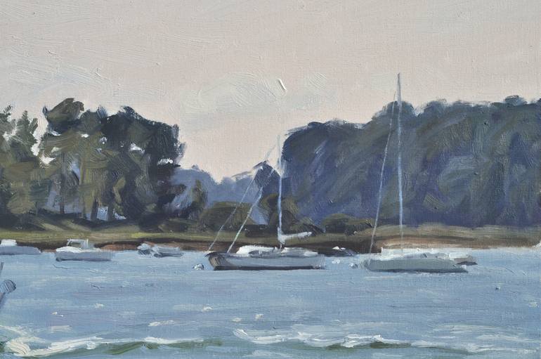 Original Impressionism Boat Painting by Anne Baudequin