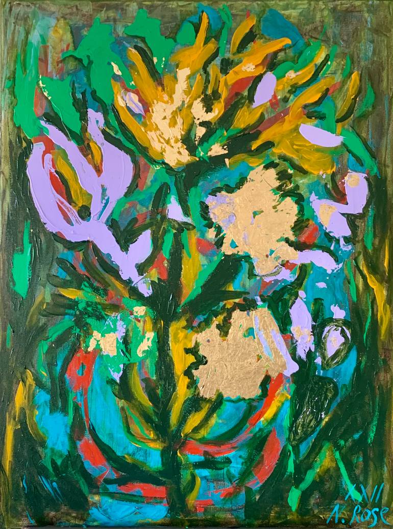 Original Abstract Expressionism Floral Painting by Natalia Rose