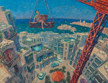 Original Conceptual Cities Paintings by Alexander Telin