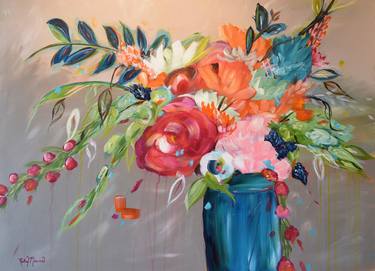 Original Abstract Expressionism Floral Paintings by Kathy Morawiec