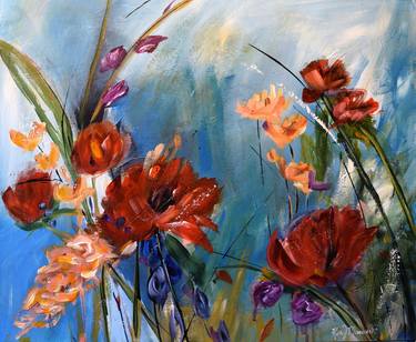 Original Abstract Floral Paintings by Kathy Morawiec