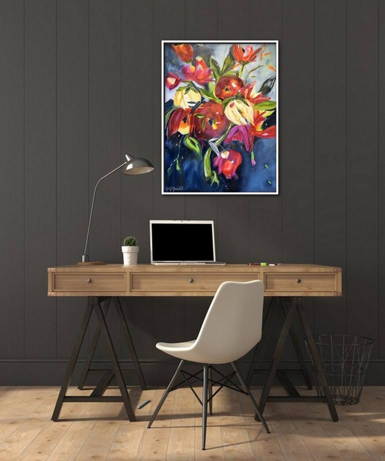 Original Abstract Floral Painting by Kathy Morawiec