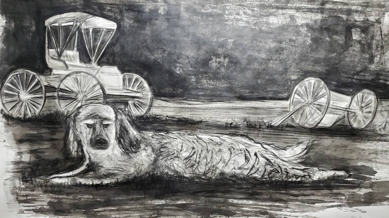 Original Black & White Animal Painting by J Charboneau