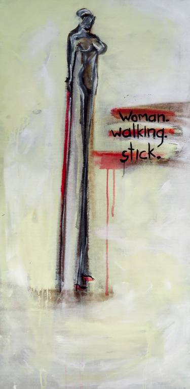 Woman. Walking. Stick. thumb
