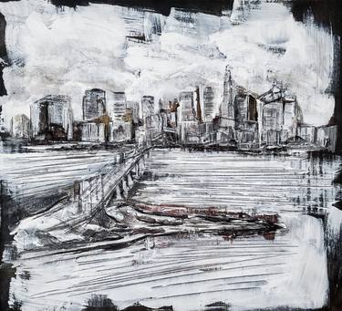 Original Abstract Expressionism Cities Paintings by J Charboneau