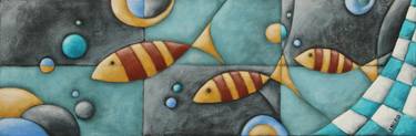 Original Cubism Fish Paintings by Ingrid Osternack