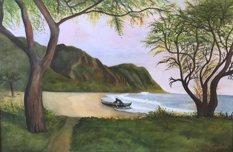 Outrigger Canoe Painting by Maryann Greenhalgh | Saatchi Art