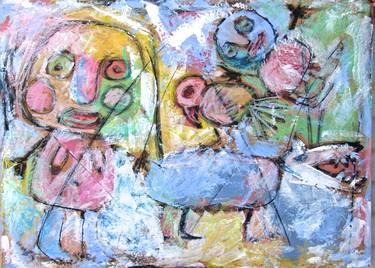 Composition of figures in pastel thumb
