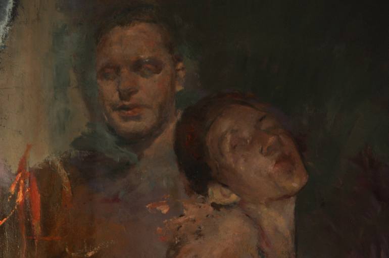 Original Expressionism Family Painting by Laszlo Mathe