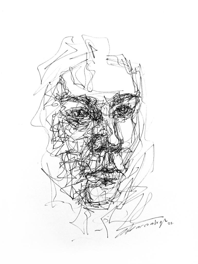 Linear Portrait #01 Drawing by Onur Karaalioglu | Saatchi Art