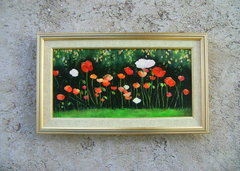 Original Art Deco Floral Painting by Olga Todorovska
