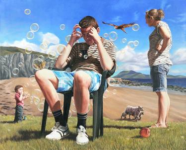 Original Figurative Family Painting by David Bog O Malley