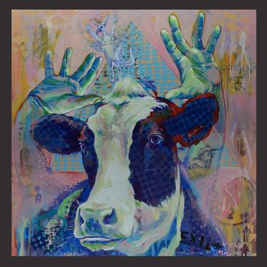 Print of Cows Paintings by Damyan Bumbalov