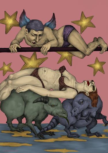 Original Figurative Erotic Mixed Media by anne van der linden