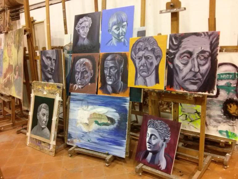 Original Expressionism People Painting by Mavi Iglesias