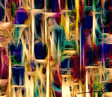 Original Abstract Architecture Mixed Media by Jose Sunday