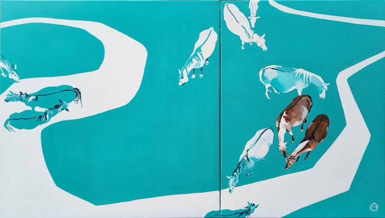 Original Conceptual Horse Painting by Greta Agneza - Siemczuk