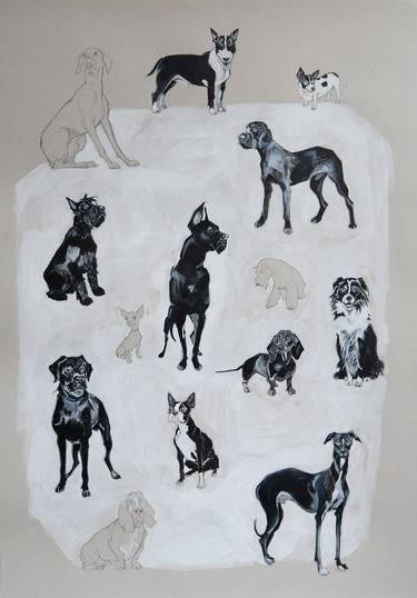 Original Figurative Dogs Drawings by Greta Agneza - Siemczuk