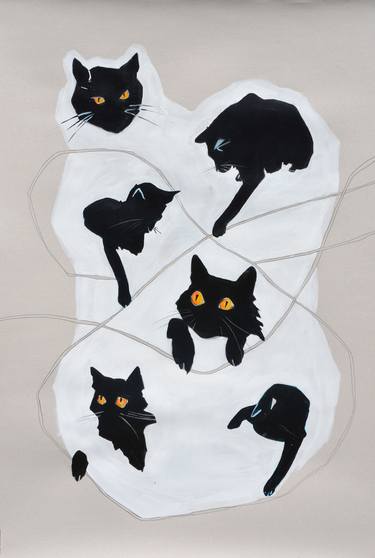 Original Figurative Cats Drawings by Greta Agneza - Siemczuk