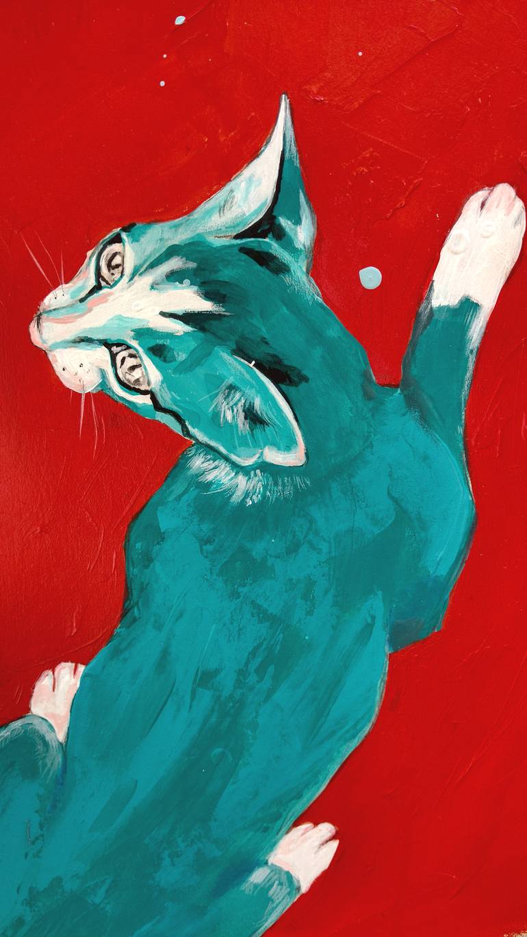 Original Figurative Cats Painting by Greta Agneza - Siemczuk