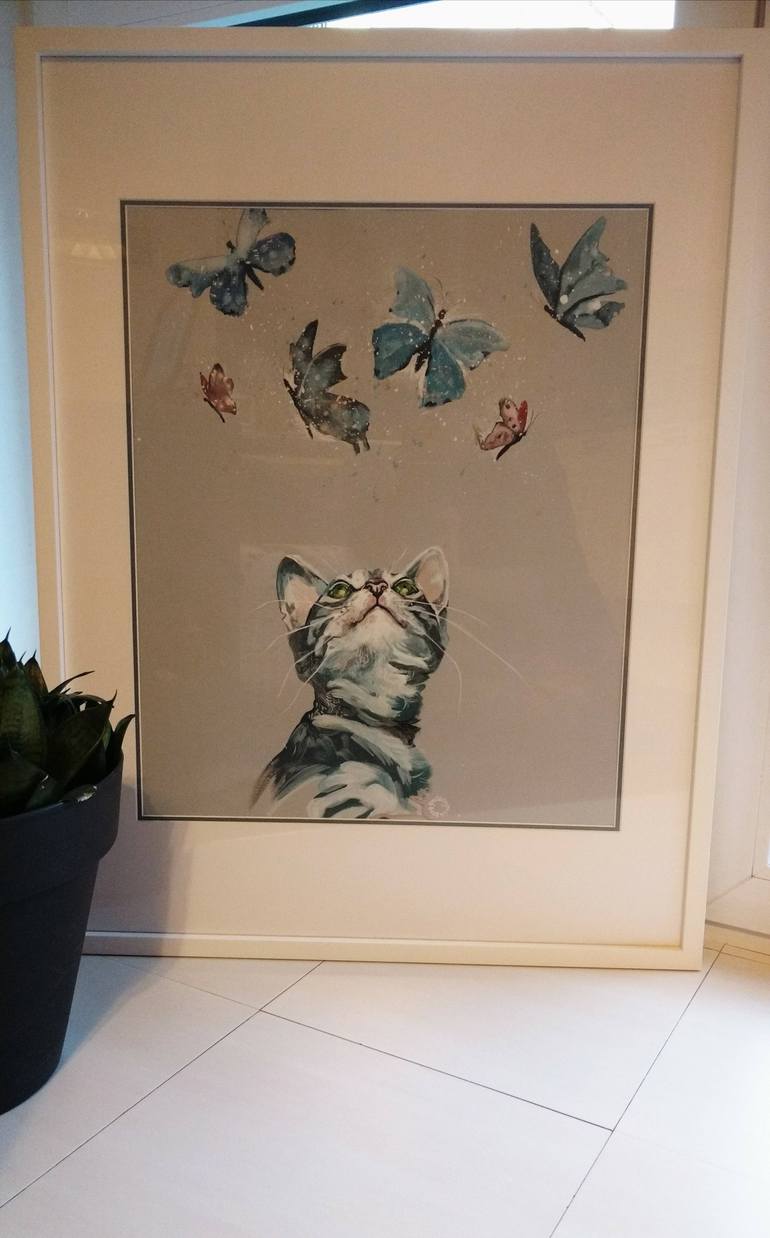Original Figurative Cats Painting by Greta Agneza - Siemczuk