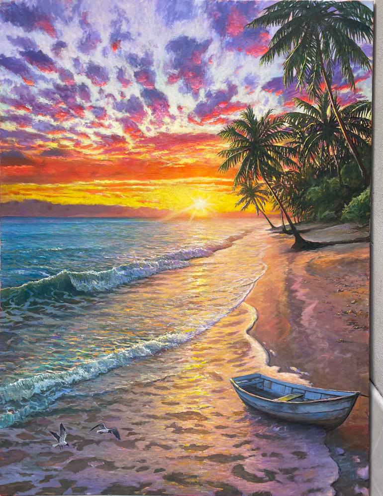 Original Other Painting by Wayne Weberbauer | Color Field Painting Art on Canvas | When The Sun goes to Bed