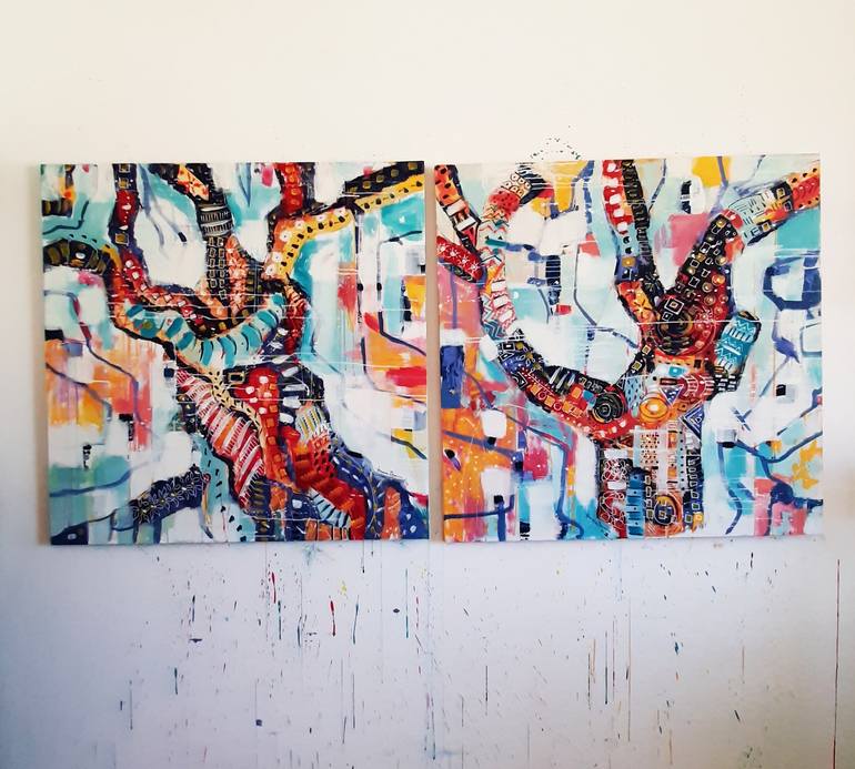 Original Abstract Botanic Painting by Francesca Tesoriere