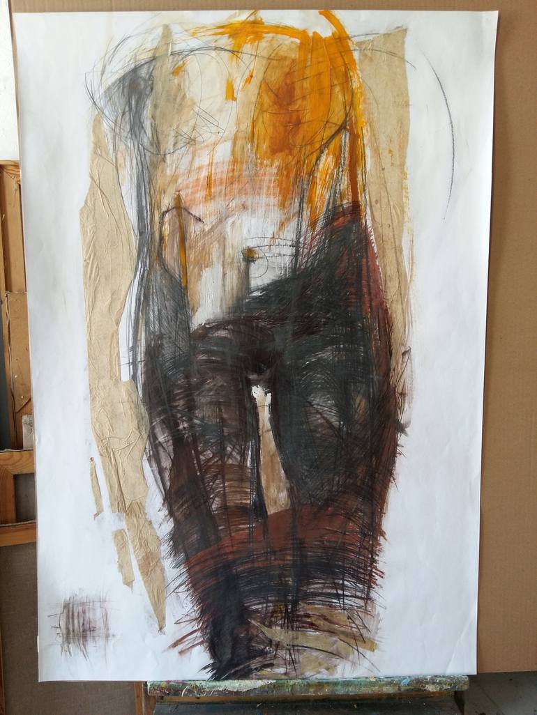 Original Abstract Expressionism Nude Drawing by Joanna Burda