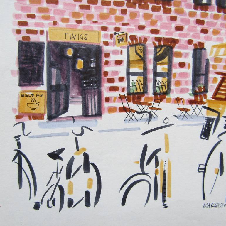 Original Figurative Cities Drawing by Mary Cinque