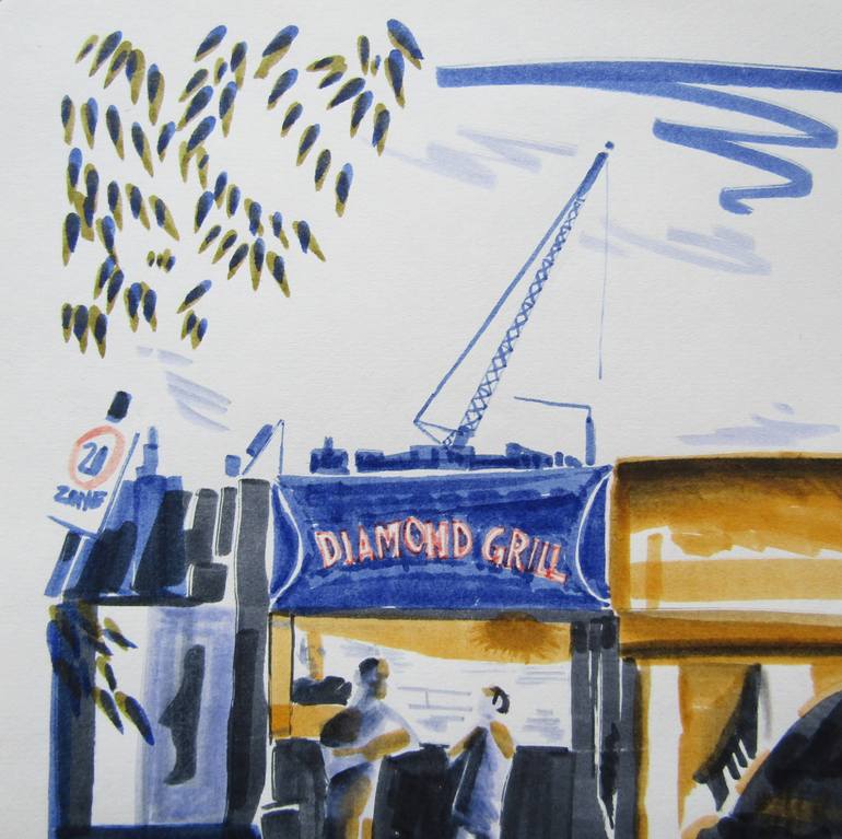 Original Figurative Cities Drawing by Mary Cinque