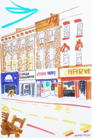 Original Fine Art Cities Drawings by Mary Cinque