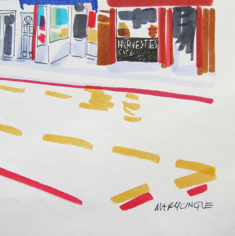 Original Fine Art Cities Drawing by Mary Cinque